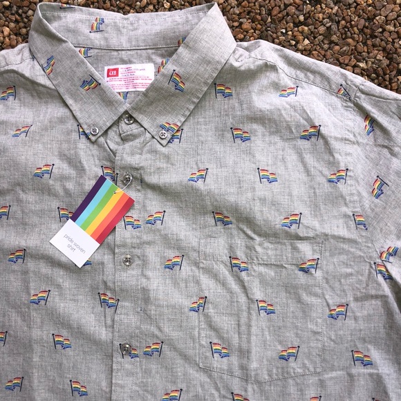 Pride Flag Short Sleeved Mens Shirt Nwt 